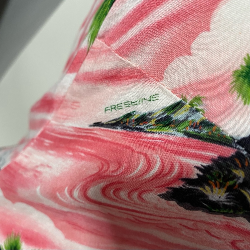 Y2K pink & green tropical print shift dress S/M - Picture 6 of 10
